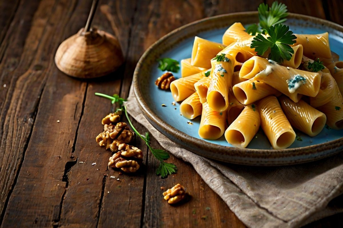 Blissful Blue Buffalo – Pasta mit Blauschimmel-Büffelmilch-Sauce und Walnüssen