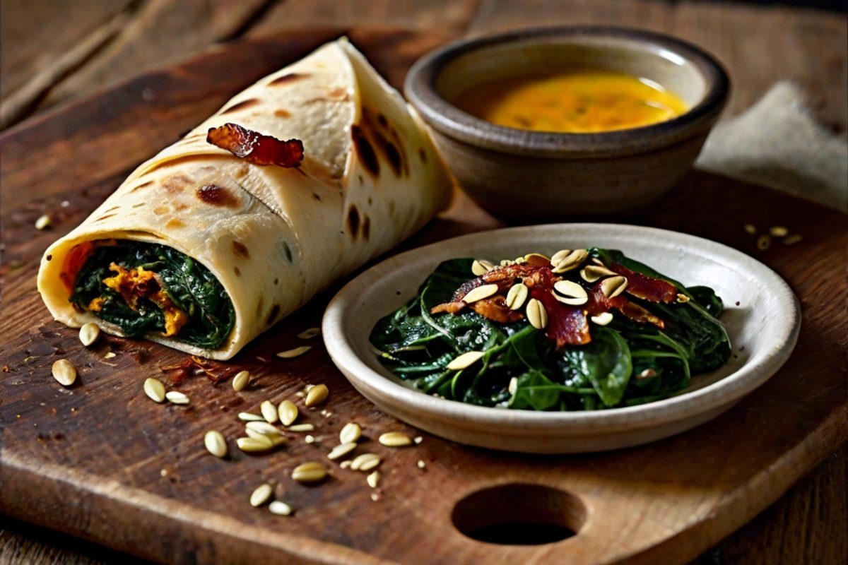 Contessa Paola – Ofenwraps mit Spinat, Speck und Steirischem Kürbiskernöl