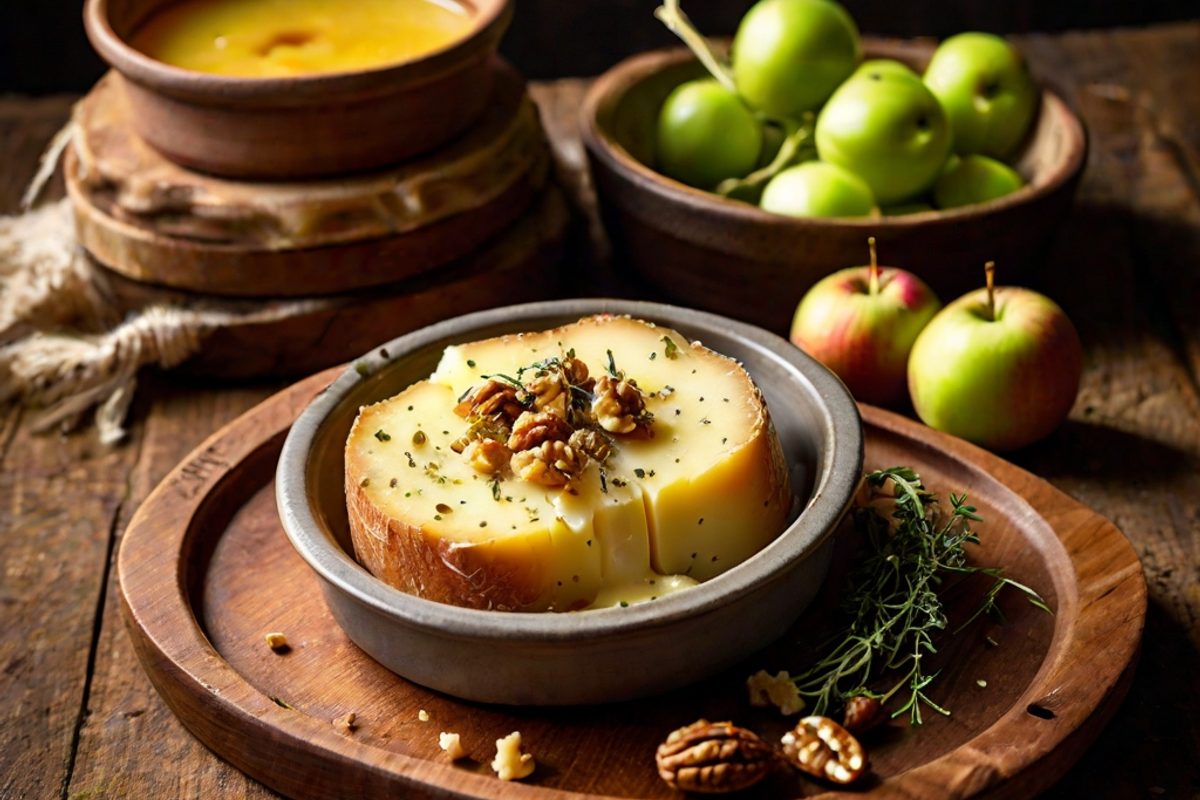Golden Cenarth – Geschmolzener Weichkäse mit Apfel-Lauch-Gemüse und Roggenbrot