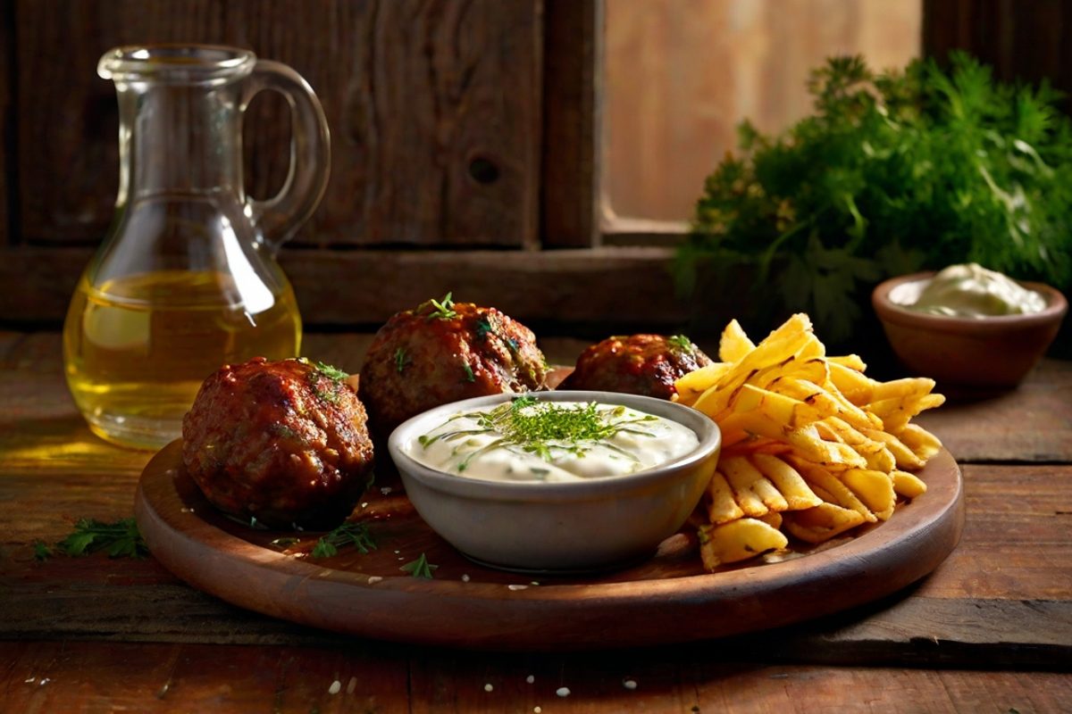 Kozarev Yellow Cheese – Bulgarski Kyufte mit Käsefüllung und Joghurt-Gurken-Dip