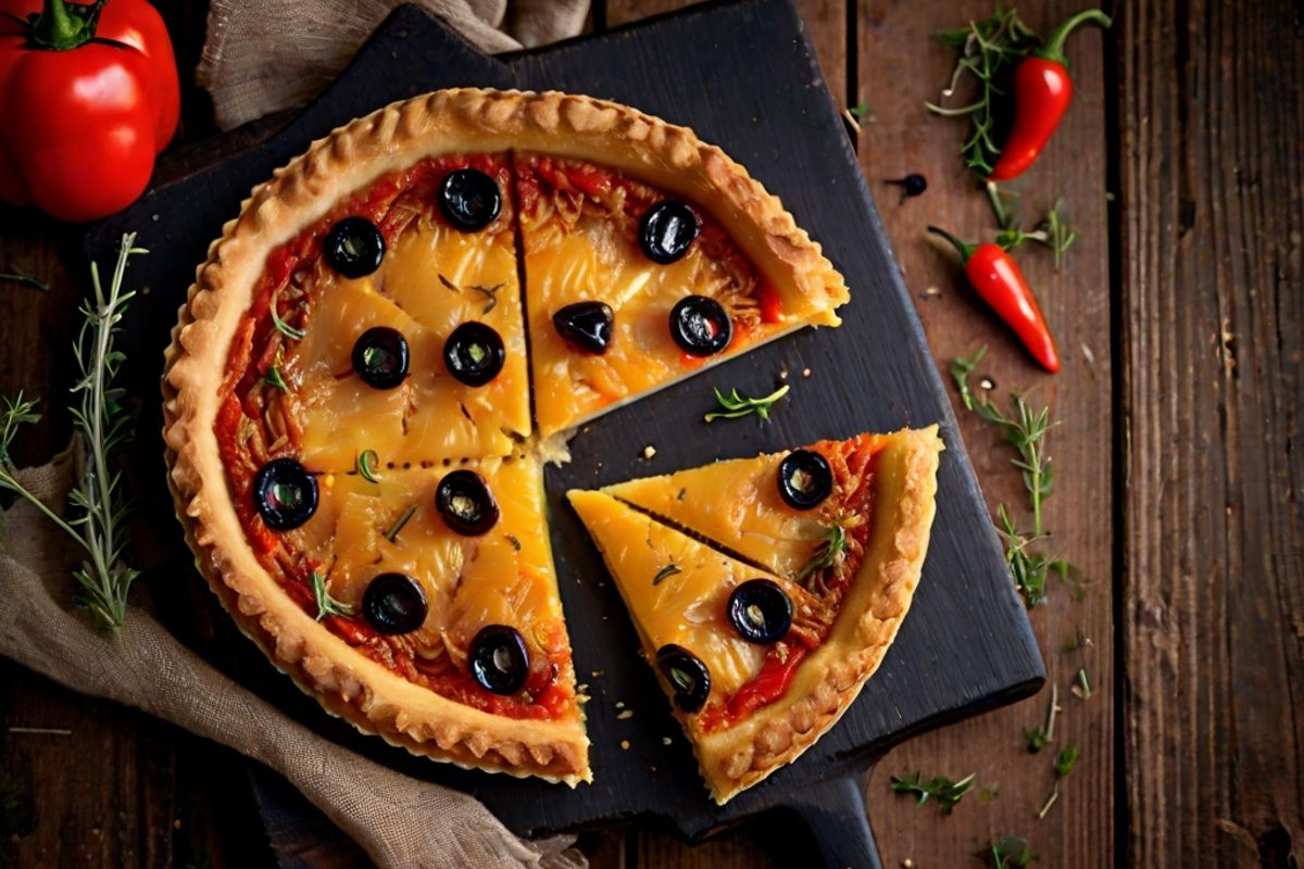 Queso Manchego – Spanische Käse-Tarte mit Paprika, Oliven und Manchego-Kruste