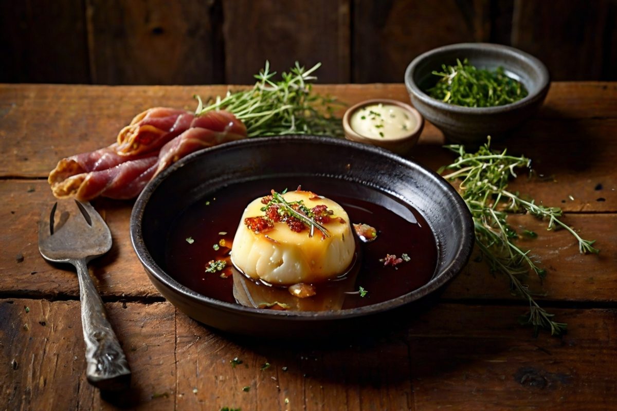 St. Severin – Geschmolzener Weichkäse mit Speckknödeln und Bierjus