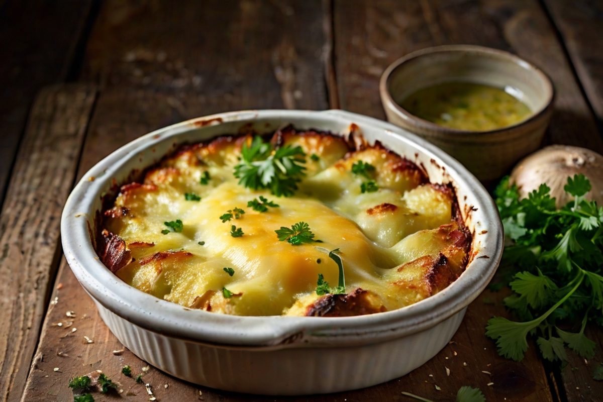 WOERLE Bio-Bergkäse-Gratin mit Kartoffeln, Lauch und Kümmel